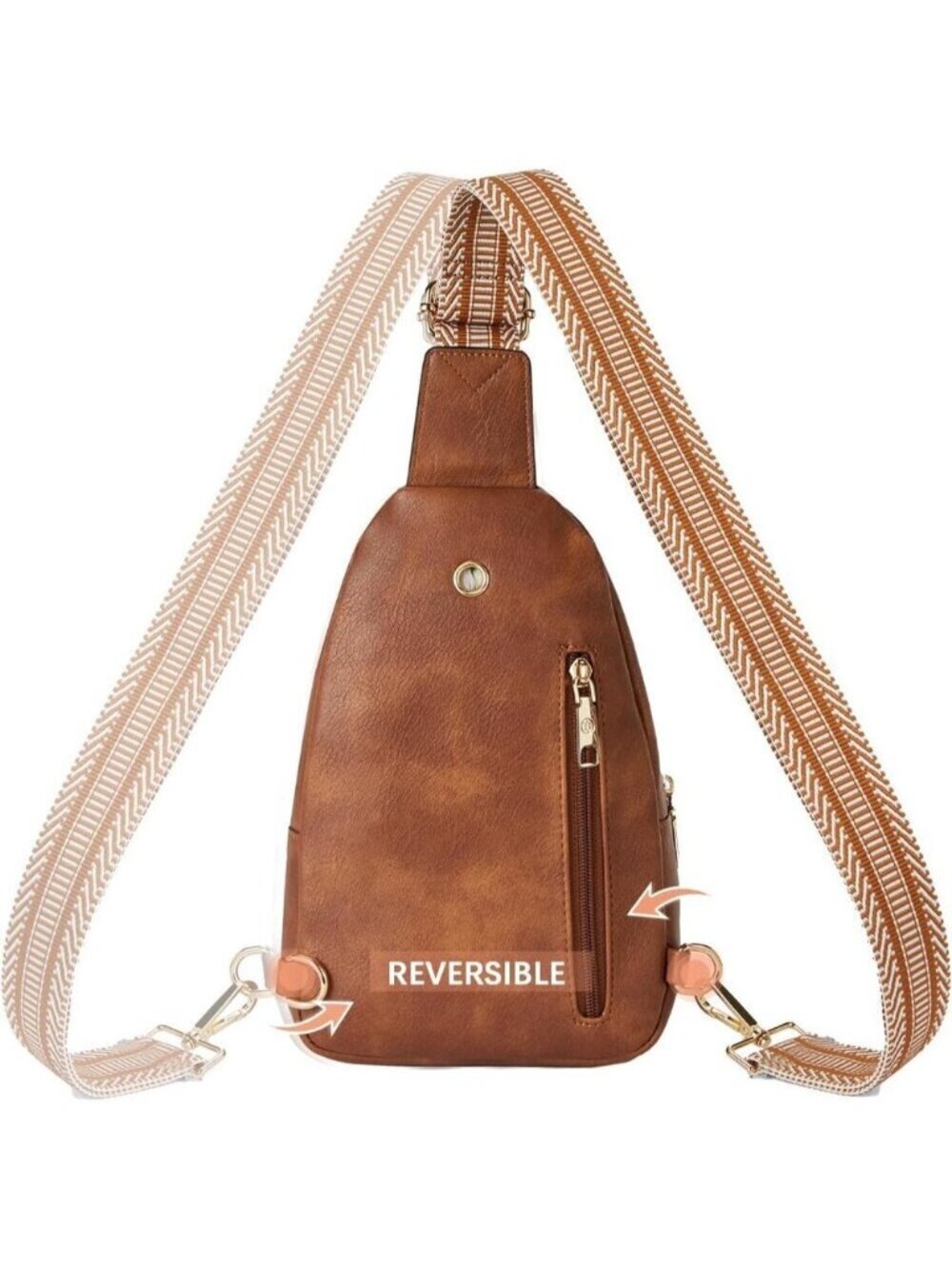 Leather Sling 0-brown Bag Women Small Crossbody Fanny Pack Shoulder Chest Bag - Picture 7 of 9